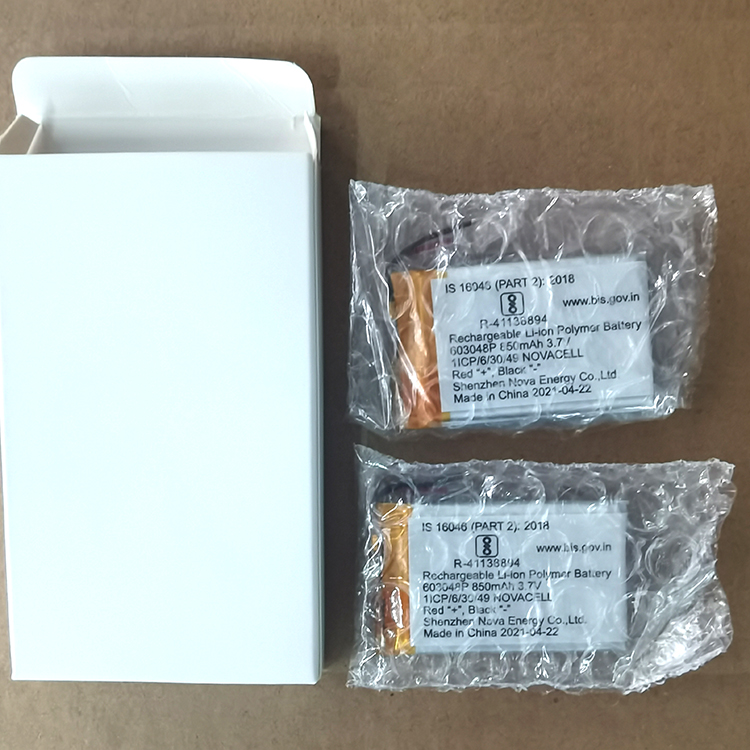 BIS KC 3.7V 850mAh 900mah 603048 lithium lipo rechargeable polymer battery